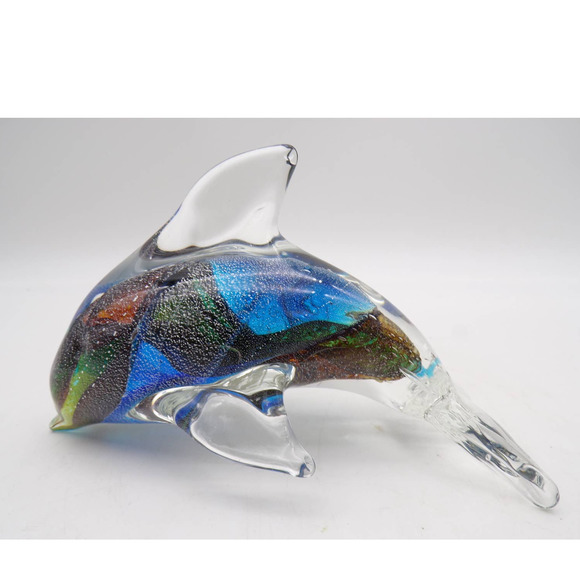 Murano Other - Murano Dolphin Figurine Crystal Glass Blown Paperweight Multicolor Ocean Tropic